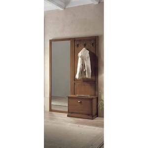 Organizzatore di armadi d'ingresso con 1 specchio e pannello in legno più scarpiera - Product Image 1