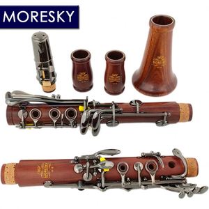 MORESKY Clarinette professionnelle en bois de Mopane rouge, bois de rose, clés nickelées noires, bois massif, Sib Klarnet M18 - Product Image 2