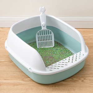 Cat <b>Litter</b> <b>Box</b> Rectangle Semi Enclosed With Scoop For Cats - Product Image 1