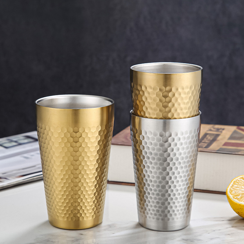 Korean Stainless Steel Drinking Cups Utensils For Restaurant Dual Insulated Beer Mug
