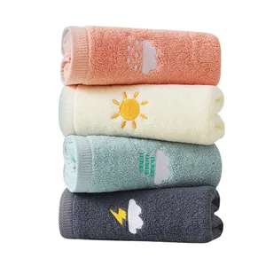 All cotton weather embroidery lovely soft absorbent rectangular children's towel