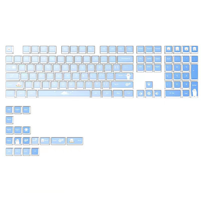 Jelly Pom Blank Keycaps, Custom Acrylic Keycap Set for Mechanical Keyboard PBT Blank Keycap
