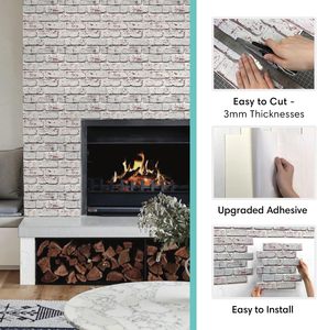 Peel and Stick Azulejos de pared Farmhouse 3D Azulejos de ladrillo autoadhesivos para sala de estar, chimenea, dormitorio Decoración de pared de Navidad - Product Image 6