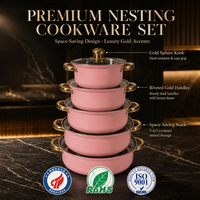 Ensemble de casseroles en granit avec couvercle en verre, de haute qualité, antiadhésives, en acier inoxydable, ensemble de batterie de cuisine