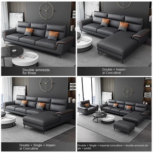 Phong cách Ý phòng khách hiện đại sofa ánh sáng sang trọng thiết kế góc đơn giản cho căn hộ nhỏ da công nghệ giải thể miễn phí - Product Image 4