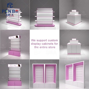 Exhibidores de Cosméticos de Madera Rosa para Decoración de Tiendas de Cosméticos, Estantes de Exhibición Personalizados para Suministros de Belleza - Product Image 5