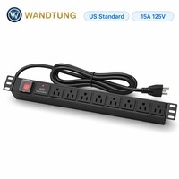 Unité de distribution d'alimentation facile à installer, PDU 1U pour rack avec 3 supports de fixation pour rack, 8 prises pour armoire 19 pouces