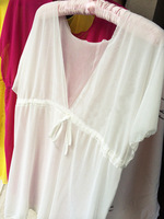 Robe de plage sexy unie pour femme, cache-maillot de bain, kaftan à manches courtes, sarong, maillot de bain d'été, logo frontal, séchage rapide, respirant XKN1
