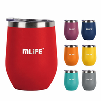 Gobelet isotherme en acier inoxydable à double paroi en forme d'œuf de 350 ml (12 oz) avec couvercle détachable, isolation thermique de 24 à 36 heures