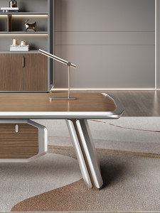 CEO Manager Desk Executive Wooden Ceo Desk con mesa auxiliar fija President Office Escritorio de oficina Boss en forma de L - Product Image 5