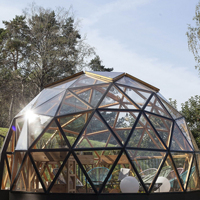 Dôme géodésique de luxe moderne personnalisé avec lucarne en verre, salle de bain intégrée, quatre saisons, écologique, étanche, insonorisé, pour le glamping