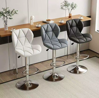 Chaise de bar moderne à dossier réglable, tabouret haut avec base en acier inoxydable pour usage extérieur