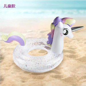 <b>Inflatable</b> Unicorn Swim Ring For Children 70cm 90cm Cartoon Pattern <b>Floating</b> Seat Boat With Sparkle Design - Product Image 3