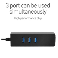 Kecepatan Super USB 3.0 untuk RJ45 Lan Card Gigabit Ethernet Jaringan dan 3 Port HUB