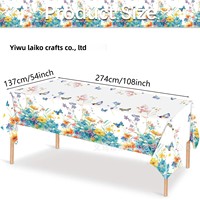 Taplak Meja Plastik Cetak Sablon Sutra 4 Warna Gaya Klasik Motif Bunga Kupu-kupu Musim Semi Baru untuk Dekorasi Tempat Festival