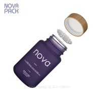 Flacons en verre rose, violet et noir de 60 ml, 100 ml, 120 ml, 150 ml avec couvercle en bambou, boîte d'expédition, capsules en papier kraft