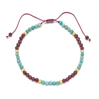 Bracelet en perles de pierre naturelle à facettes faites à la main, cordon ajustable à nœud coulissant, bijoux empilables, cadeaux