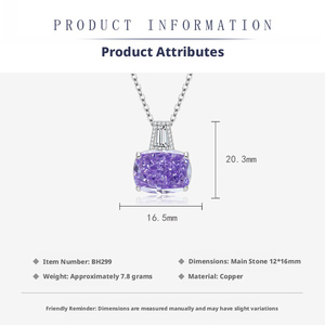 Joyería más vendida: Conjunto de collar y anillos de cobre con circonita cúbica morada de 10*16 mm con diamantes de alto contenido de carbono para mujer - Product Image 2