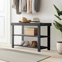 Banc à chaussures en bambou moderne multifonction à 3 niveaux, organisateur de rangement pour l'entrée, support pour la porte d'entrée, la chambre à coucher, le salon