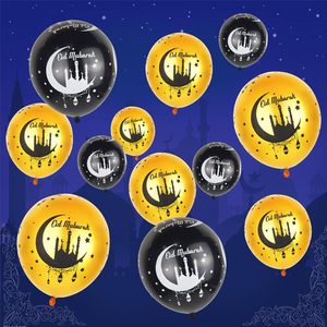40 pièces de ballons en latex Eid Mubarak de 12 pouces, ballons dorés <span class=keywords><strong>et</strong></span> noirs en vrac pour les décorations de fête islamique musulmane du Ramadan Eid - Product Image 2