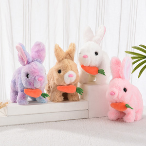 Peluche Lapin Carotte Électrique Parlante et Marchante, avec Oreilles Mobiles, Poupée Animale Interactive pour Enfants, Lapin de Pâques - Product Image 2