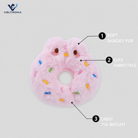Jouet en peluche pour chien en forme de donut rose, peluche douce et moelleuse, balle à câliner, jouet de chasse pour chiots et chatons avec visage brodé