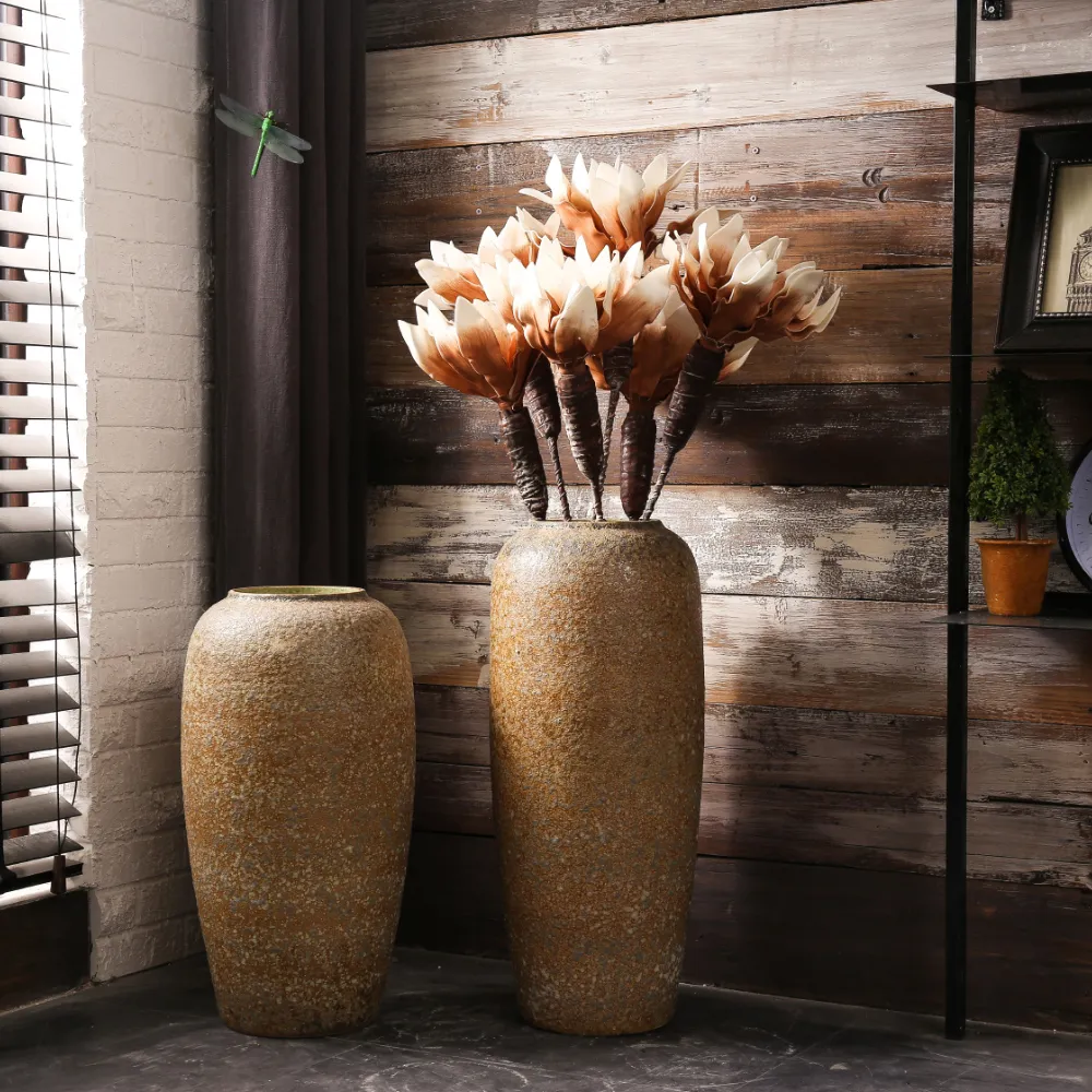 Farm House Style Decorative Clay Ceramic Antique Retro Large Floor Vase