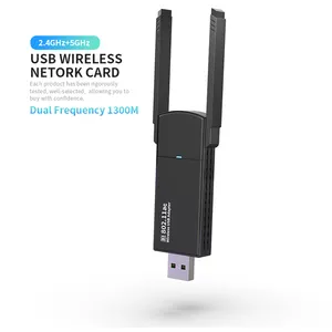 Popular 1300Mbps High-Speed Stability Wireless Wifi Dongle Network Card 802.11Ac Wifi Lan Adapter External Dual Band Drive Free