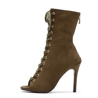 Couleur personnalisée peep toe à lacets pôle bottes de danse style russe bottes de danse à talons hauts talons
