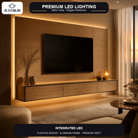 Meuble TV sur mesure en chêne et aluminium, directement de l'usine, pour salon et appartement
