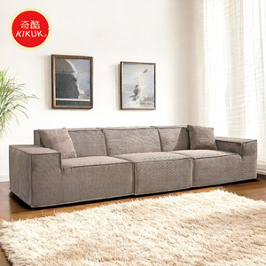 फ्लैनेल चेस्टरफील्ड मॉड्यूलर स्पंज सोफा आरामदायक संपीड़ित तीन सीट आधुनिक लिविंग रूम - Product Image 3