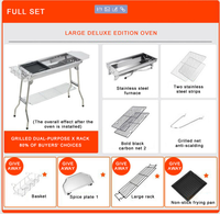 Ensemble complet de barbecue commercial en acier inoxydable, gril de barbecue au charbon de bois, gril de barbecue de camping fonctionnel