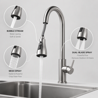 Robinet mélangeur de cuisine monocommande encastrable finition brossée raffinée pour lavabo, vente en gros