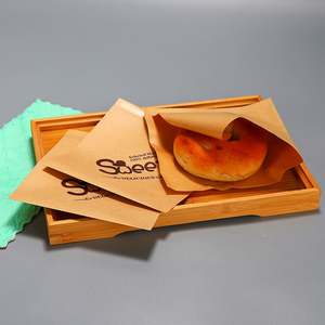 Custom Printed GreaseProof L-Shaped Triangle Shaped <b>Paper</b> Bag Double Open Pocket for Bread Waffle <b>Burger</b> Donuts-Coated for Food - Product Image 2