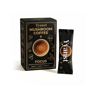 Café de hongos orgánico premium Focus 10g*10 sobres, café de hongos Black Gold, caja con estampado de dibujo, compatible con OEM, venta al por mayor, marca privada - Product Image 1