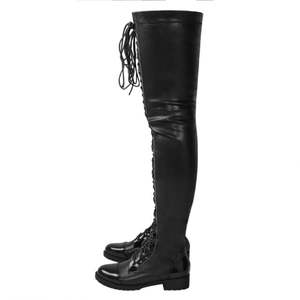 Botas Largas de Mujer para Invierno, de Tacón Fino, de Charol Negro Brillante, con <span class=keywords><strong>Media</strong></span> Cremallera Lateral, Botas Altas por Encima de la Rodilla - Product Image 2