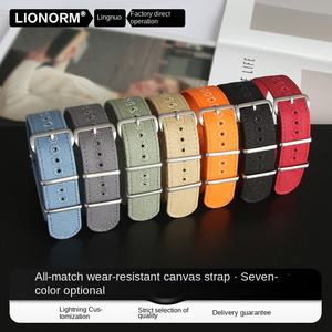 สายนาฬิกาผ้าแคนวาสไนลอนแบบปรับได้ รุ่นขายดี ขนาด 18/20/22 มม. สายนาฬิกาชิ้นเดียว หัวเข็มขัดสแตนเลสขัดเงา - Product Image 2