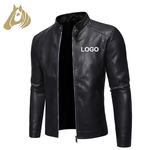 Veste en similicuir vintage décontractée pour homme, manches longues, fermeture éclair, personnalisable avec logo, vente en gros d'usine - Product Image 1