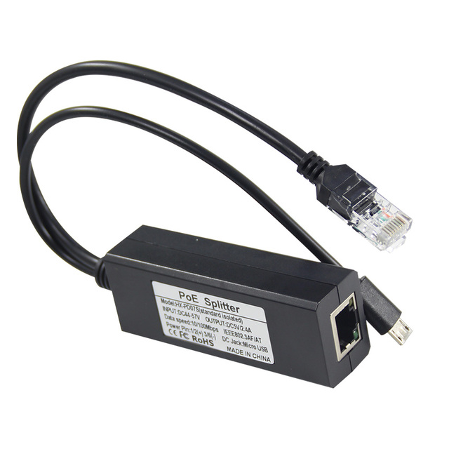 KUNCAN HKKC-001 802.3af Micro USB Active POE Splitter 48V to 5V 4A 10/100/1000Mbps OVP/OCP/OTP Protection 2-Port Tablets
