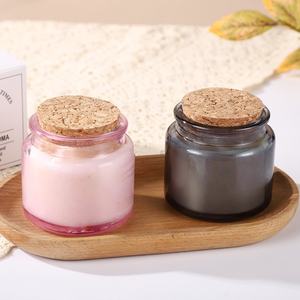 Nuevo Envase de Vidrio Transparente, Ámbar, Rosa y Verde de 4oz/100ml, Resistente al Calor, para Velas, <span class=keywords><strong>con</strong></span> Tapón de Corcho de Madera - Product Image 2