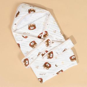 Organic Baby Bath Towel with Hood Cotton Thick New Born Poncho Toddler Baby Kids Bath Towel - Product Image 4