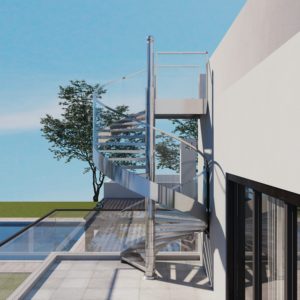 Plataforma Lateral de Acero Inoxidable para Barandilla de Vidrio, de Primera Calidad, para Exteriores, con Diseño Moderno y Escalera Espiral Envolvente - Product Image 4