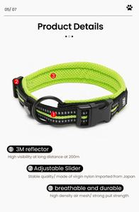 OEM logotipo personalizado duradero reflectante de lujo al por mayor entrenamiento al aire libre perro <span class=keywords><strong>Collar</strong></span> ajustable transpirable ligero Nylon <span class=keywords><strong>Collar</strong></span> para mascotas - Product Image 4