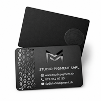 Carte de visite de luxe en acier inoxydable noir mat et or avec gravure laser, étanche, garantie personnalisée
