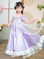 Robe Hanfu d'été pour filles, style chinois, costume de spectacle, robe de princesse fleurie pour enfants, vêtements de danse en gros pour fête d'anniversaire