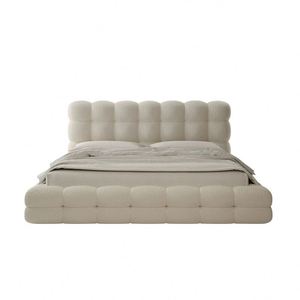 Cotton Candy Lambskin Bubble Internet-famous Soft-<b>padded</b> Cream Puff Modern Simple Cream-style Master Bedroom Double Fabric <b>Bed</b> - Product Image 4