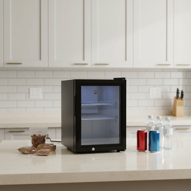 Nuelead NE-35C High Quality Good Price Single Glass Door Digital Display Refrigerator with Shelves