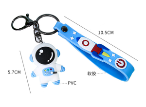 Hot Sell Gummi Cartoon Astronaut Space Entdecken Sie Schlüssel anhänger Schlüssel ring Full 3D Silikon Space Gummi puppe Schlüssel bund - Product Image 3