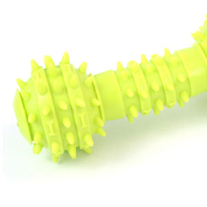 Juguete masticable para mascotas con forma de barra de pesas con anillo de hueso y columna vertebral, hecho de caucho no tóxico de alta calidad, 14*5.5cm - Product Image 3