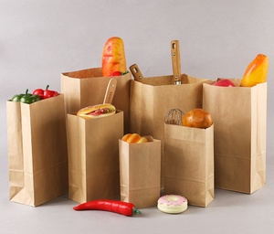 Sacs en papier <span class=keywords><strong>kraft</strong></span> à fond carré personnalisés, sacs en papier <span class=keywords><strong>kraft</strong></span> brun et blanc, sacs de livraison pour l'emballage alimentaire avec logo personnalisé - Product Image 6